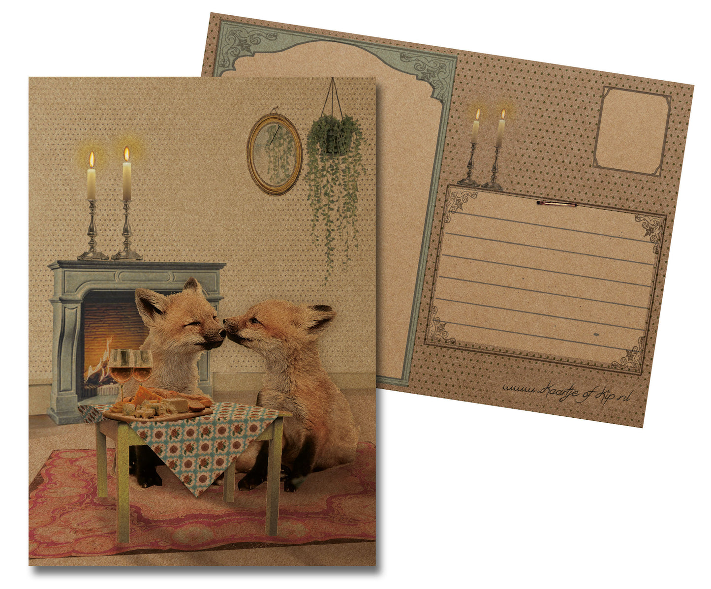 Postcard Fox Dinner