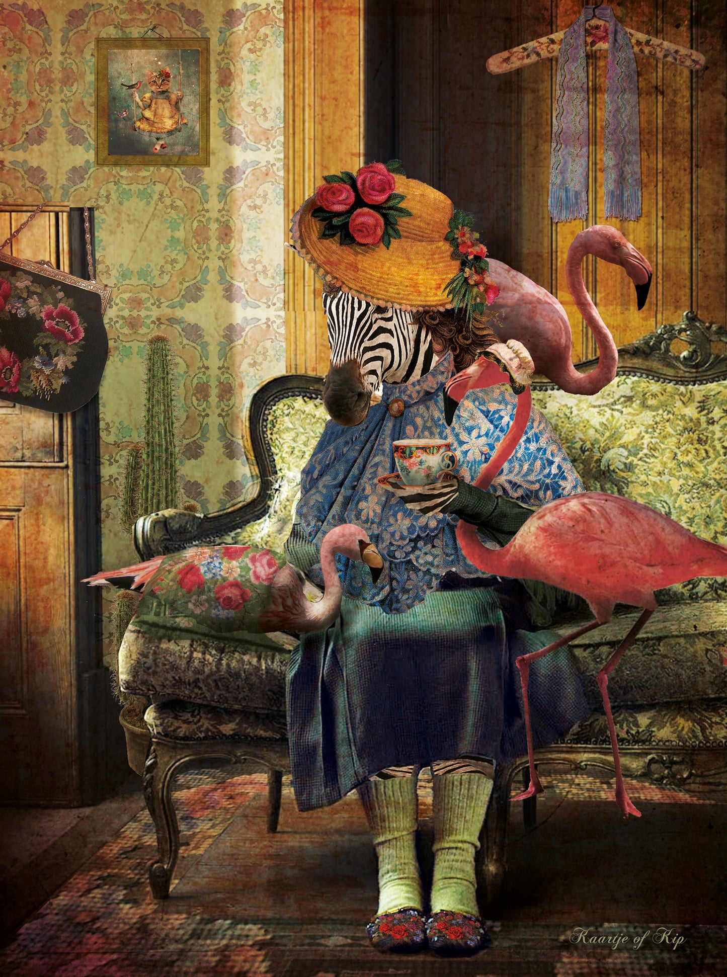 Poster Flamingo woman