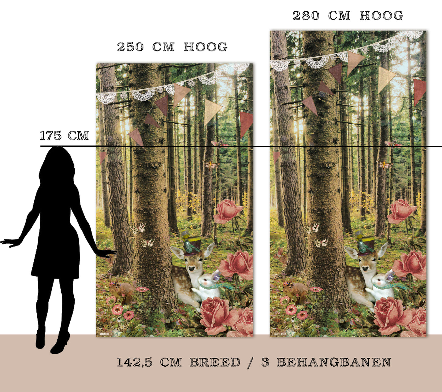 Wallpaper Cuddly Forest 'Pink' <142.50 cm wide>