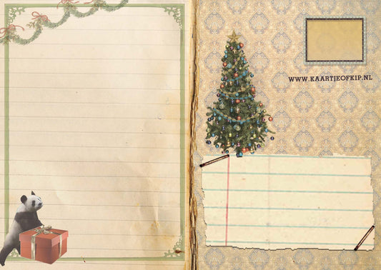 Kerst Postkaart 'Panda kerst'