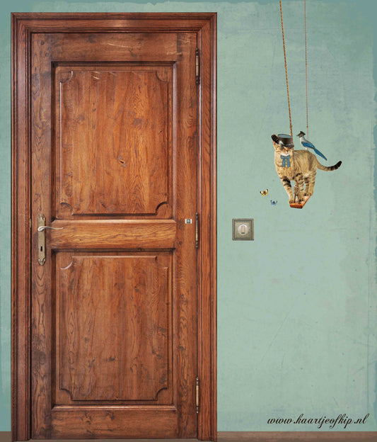 Muursticker Schommelkater