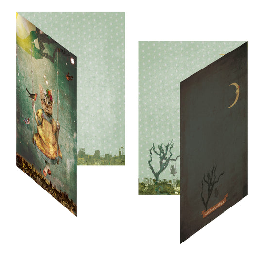 Luxe wenskaart Schommelpoesje in de Nacht