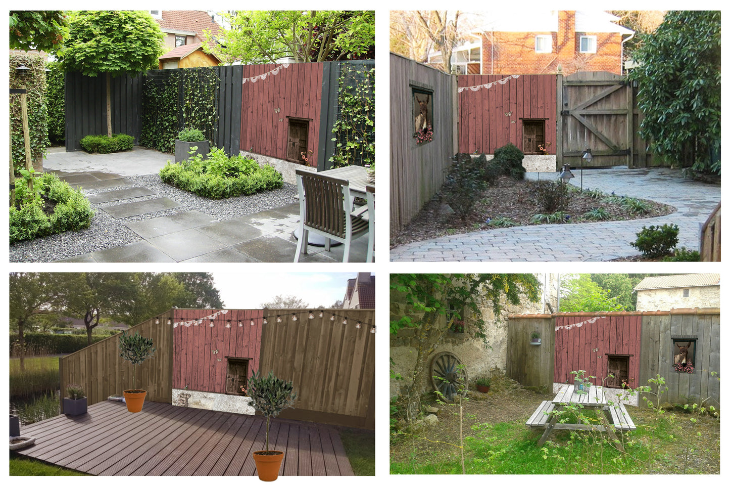 Fence tarpaulin Wooden Fence 'Pink'