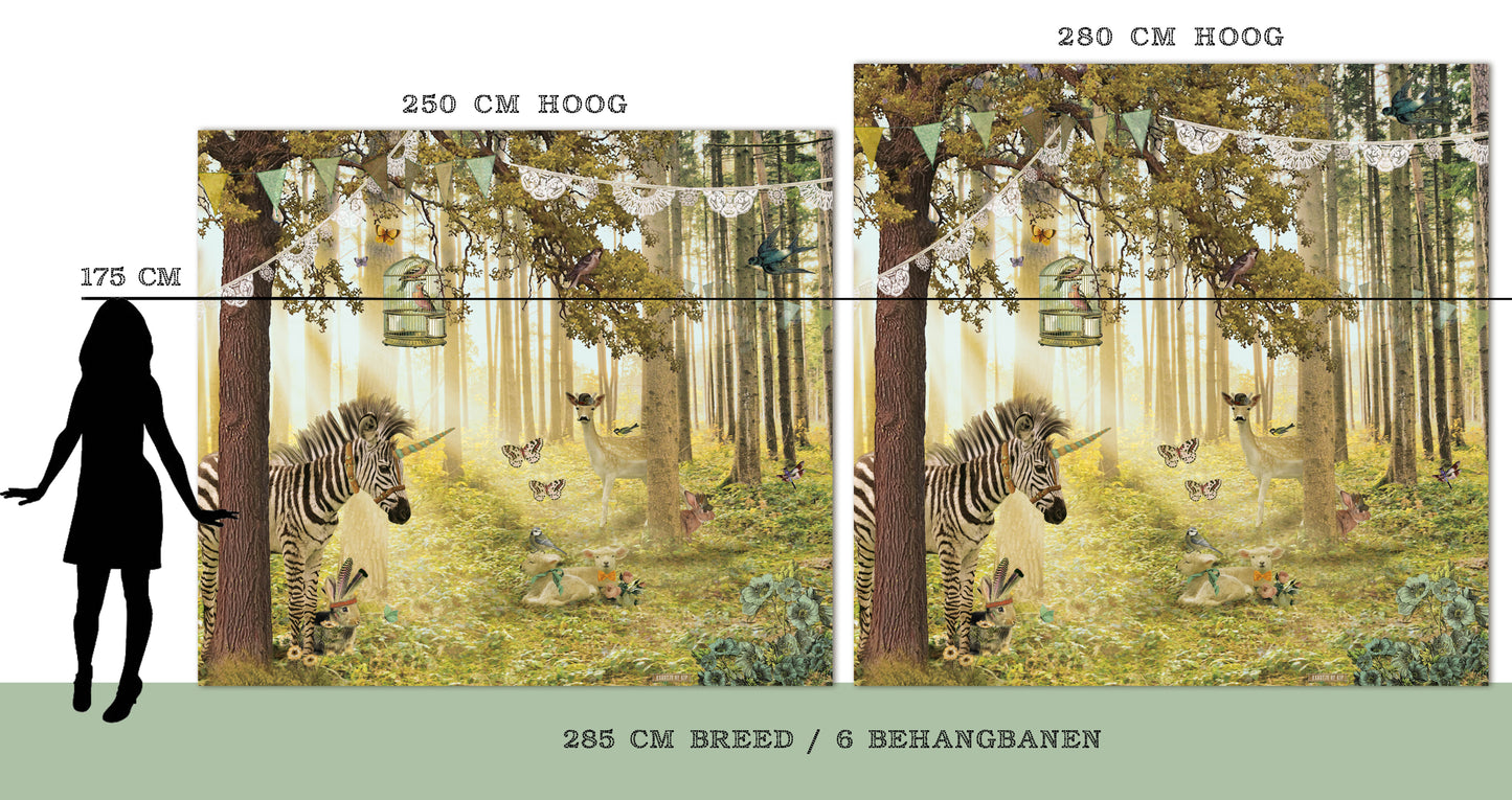 Zebra & Deer Wallpaper <285 cm wide>