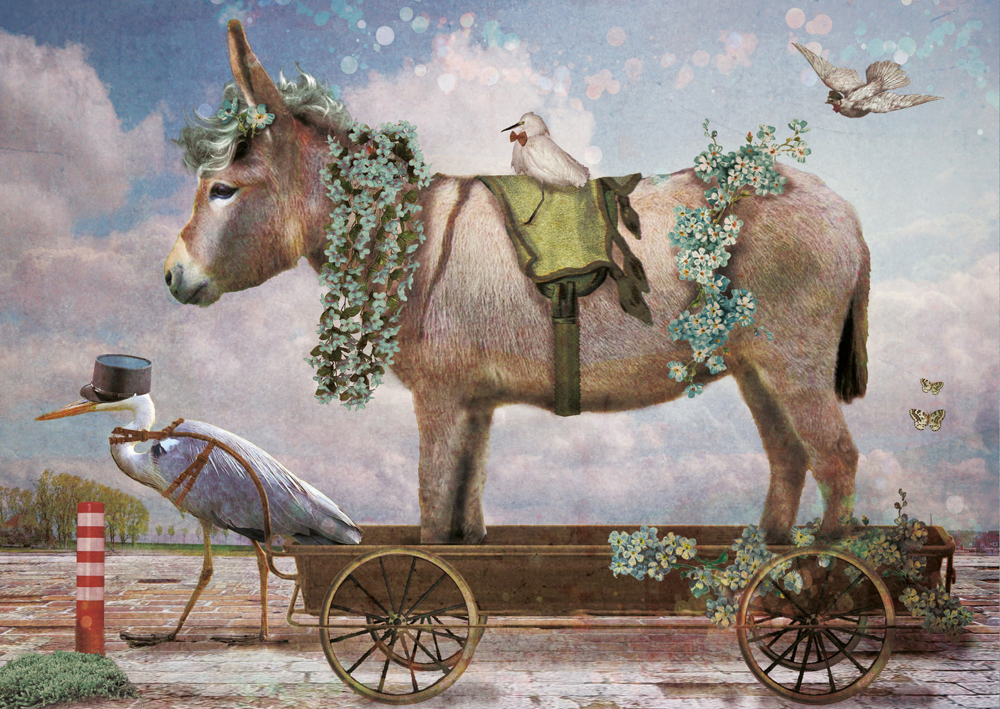 Ansichtkaart Ezel Wagen