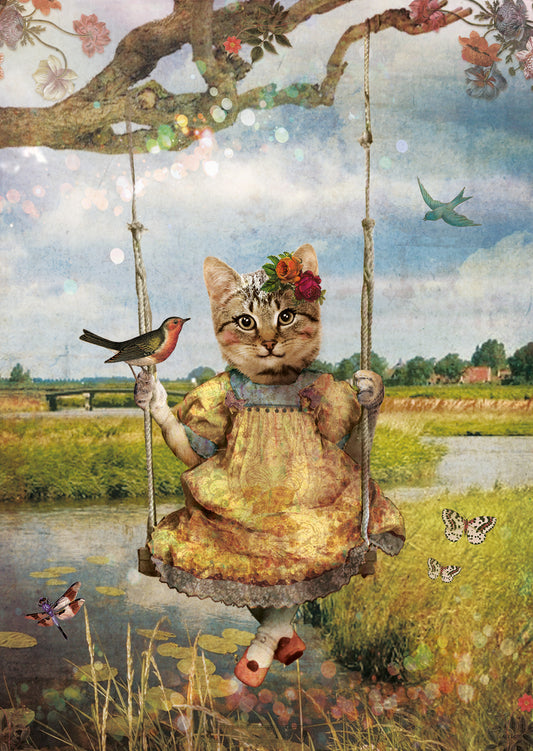 Ansichtkaart Schommelpoesje 'in de Polder'