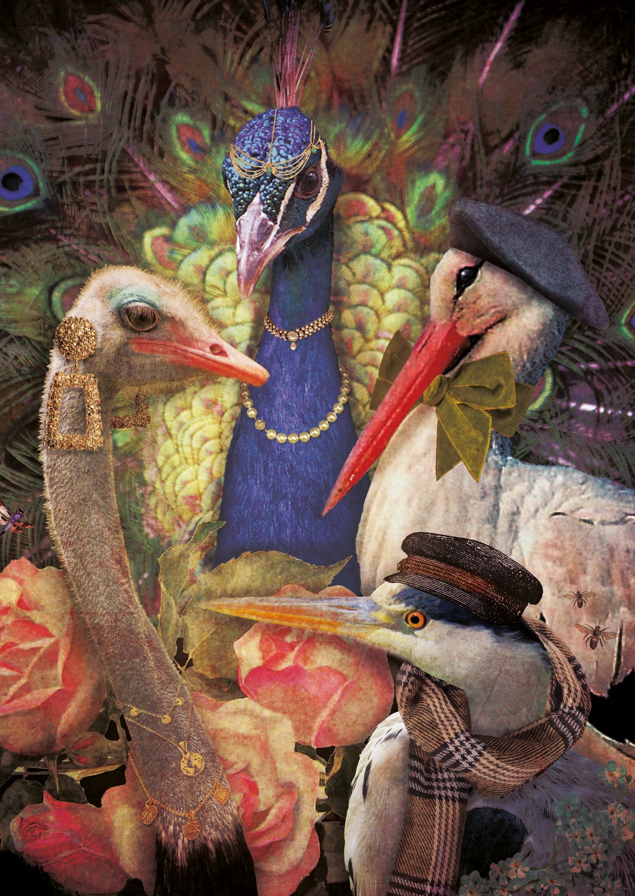 Ansichtkaart Vogelfamilie