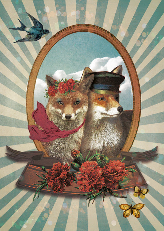 Ansichtkaart Vossenpaar