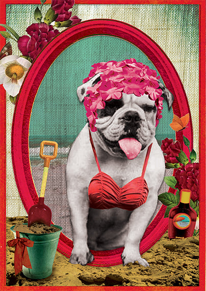 Ansichtkaart Badhond