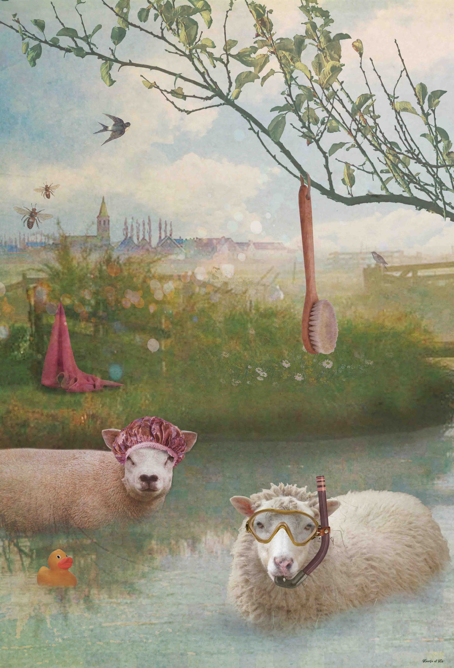 Behang Schapen 'Roze' <190 cm breed>