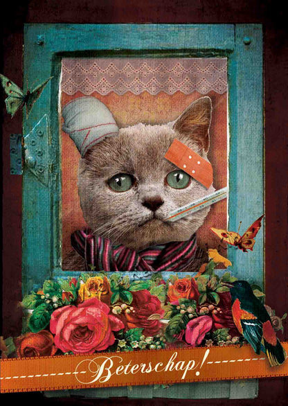 Luxe wenskaart Beterschaps Kat