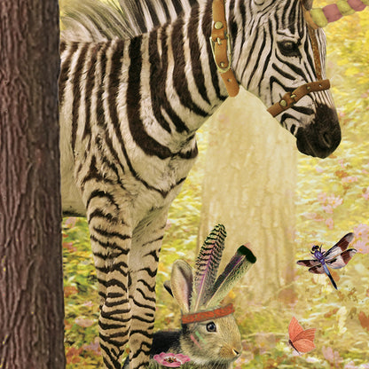 Behang Zebra & Hert 'Roze' <285 cm breed>