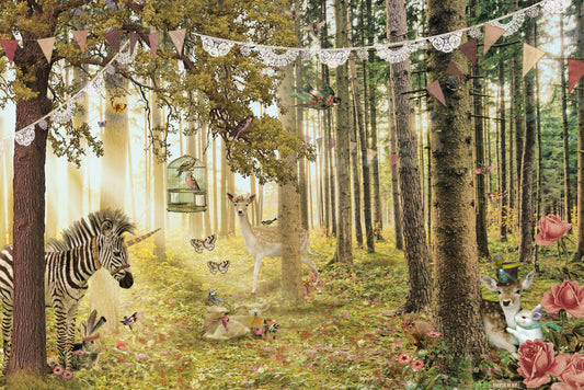 Behang Dierenbos 'Roze'