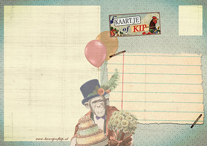 Ansichtkaart Felicitatie Aap