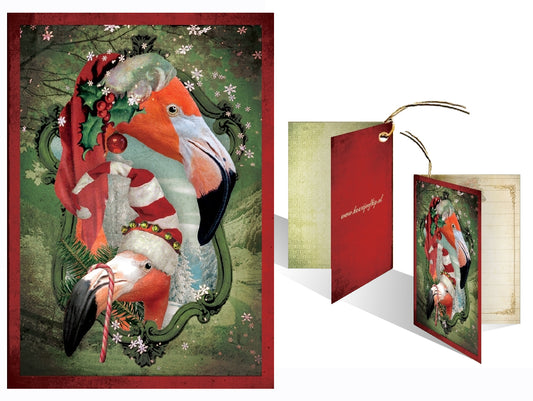 Kerst Kadokaartje 'Flamingo's'