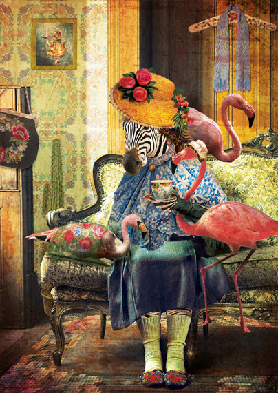 Ansichtkaart Flamingovrouwtje