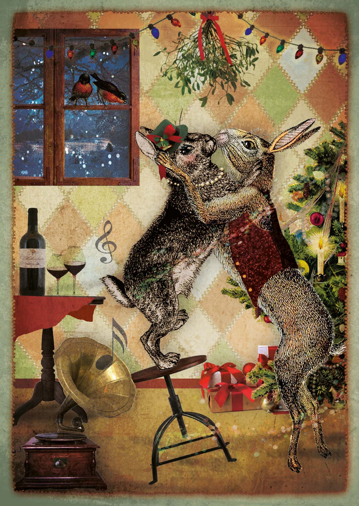 Kerst Postkaart 'Hazenwals'