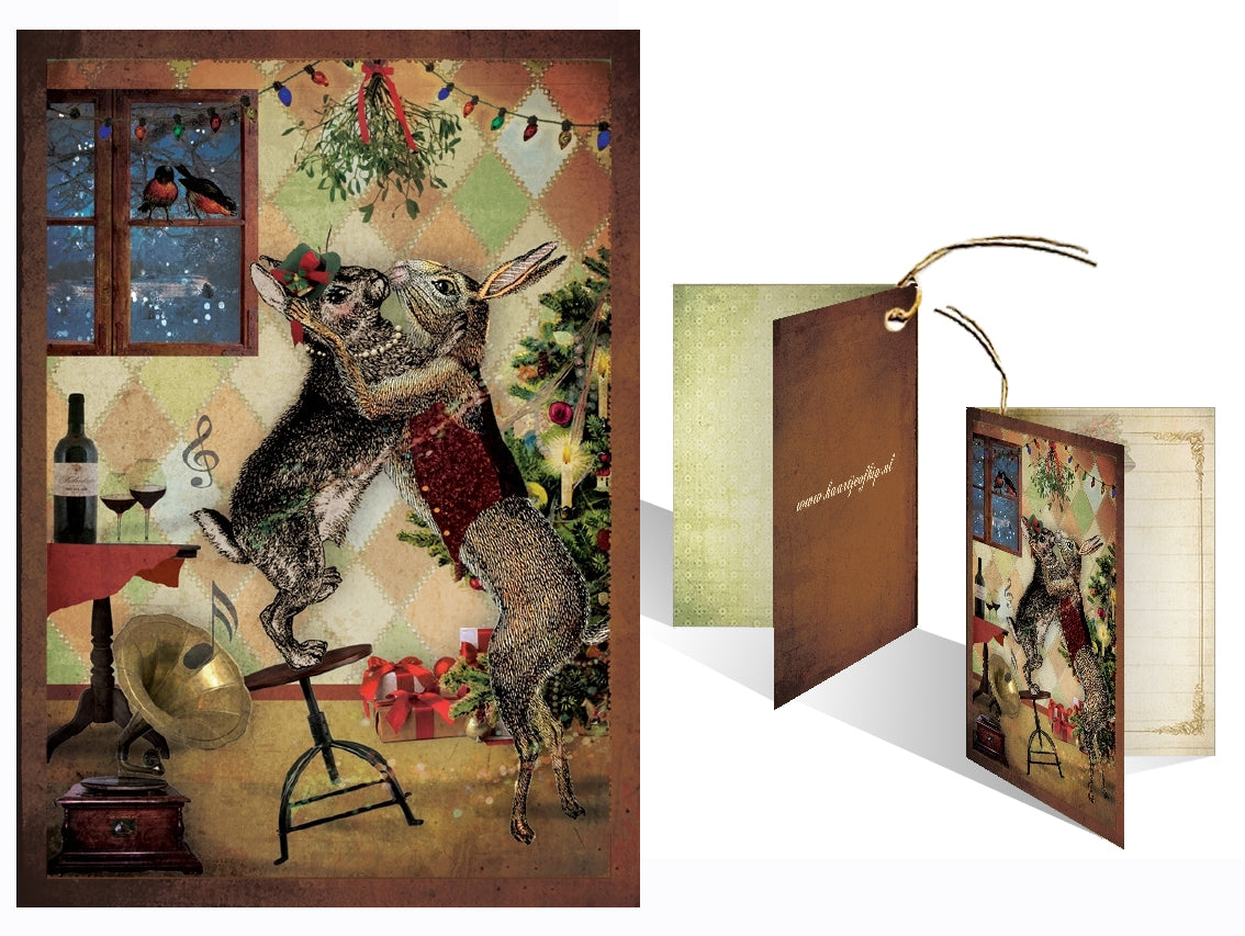 Kerst Kadokaartje 'Hazenwals'