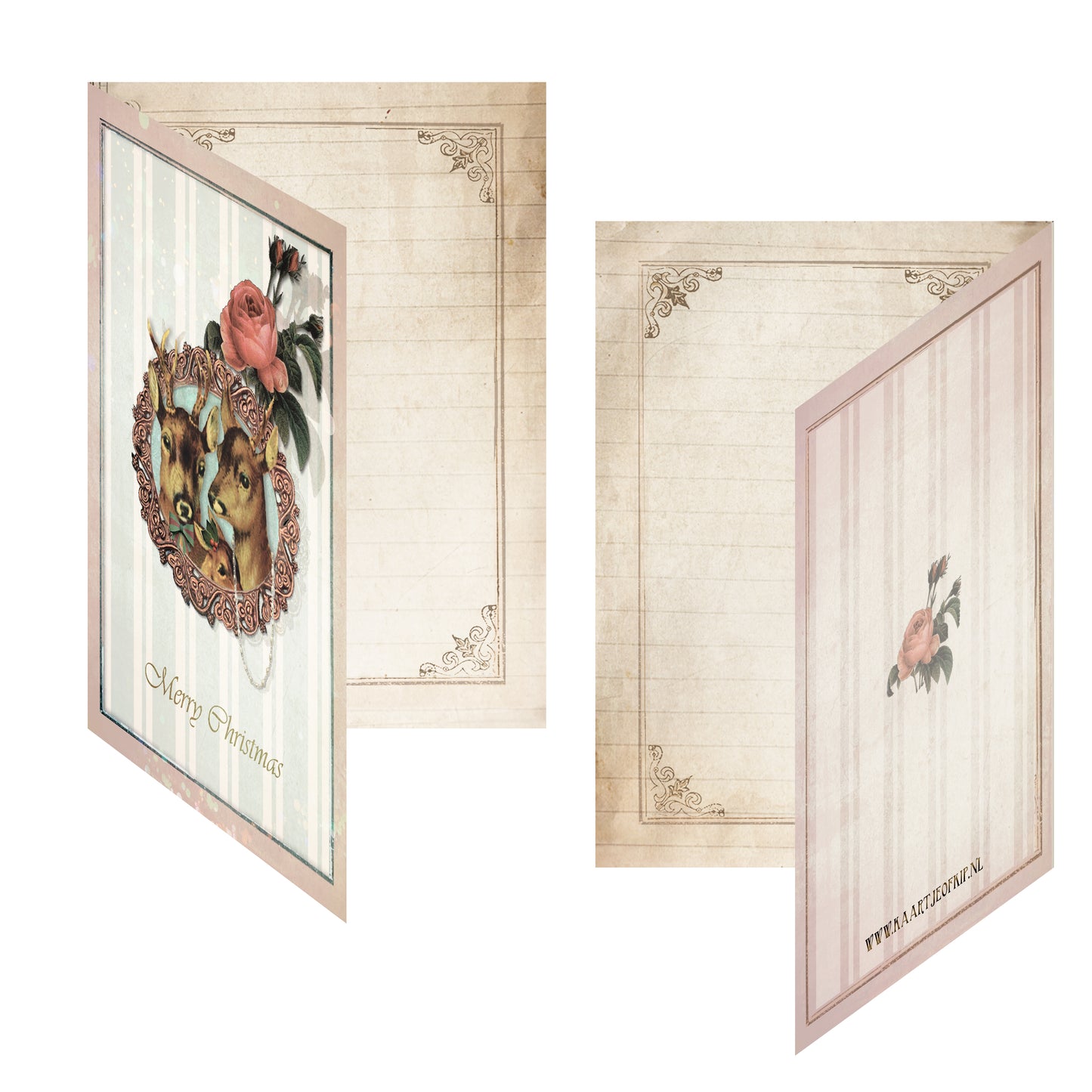 Luxe Kerstkaart 'Romantische Hertjes'