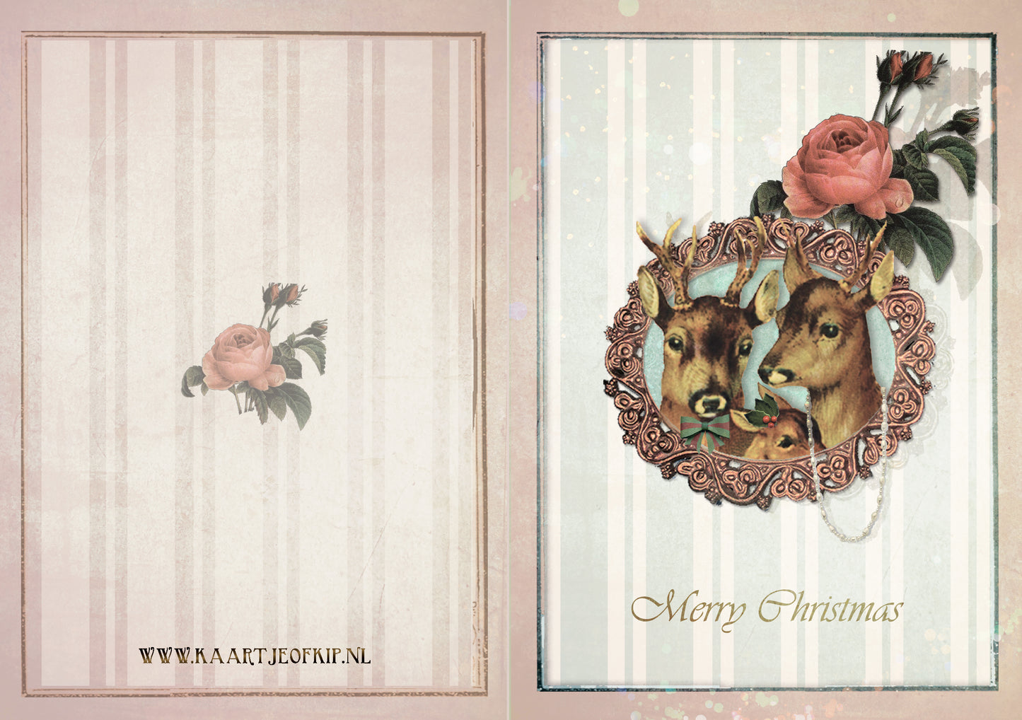 Luxe Kerstkaart 'Romantische Hertjes'