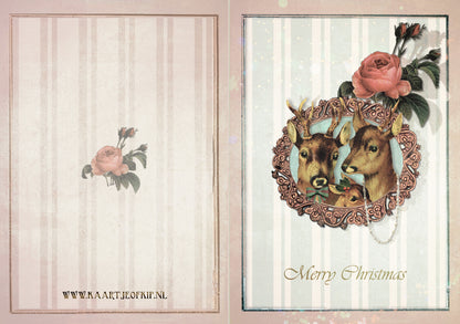 Luxe Kerstkaart 'Romantische Hertjes'