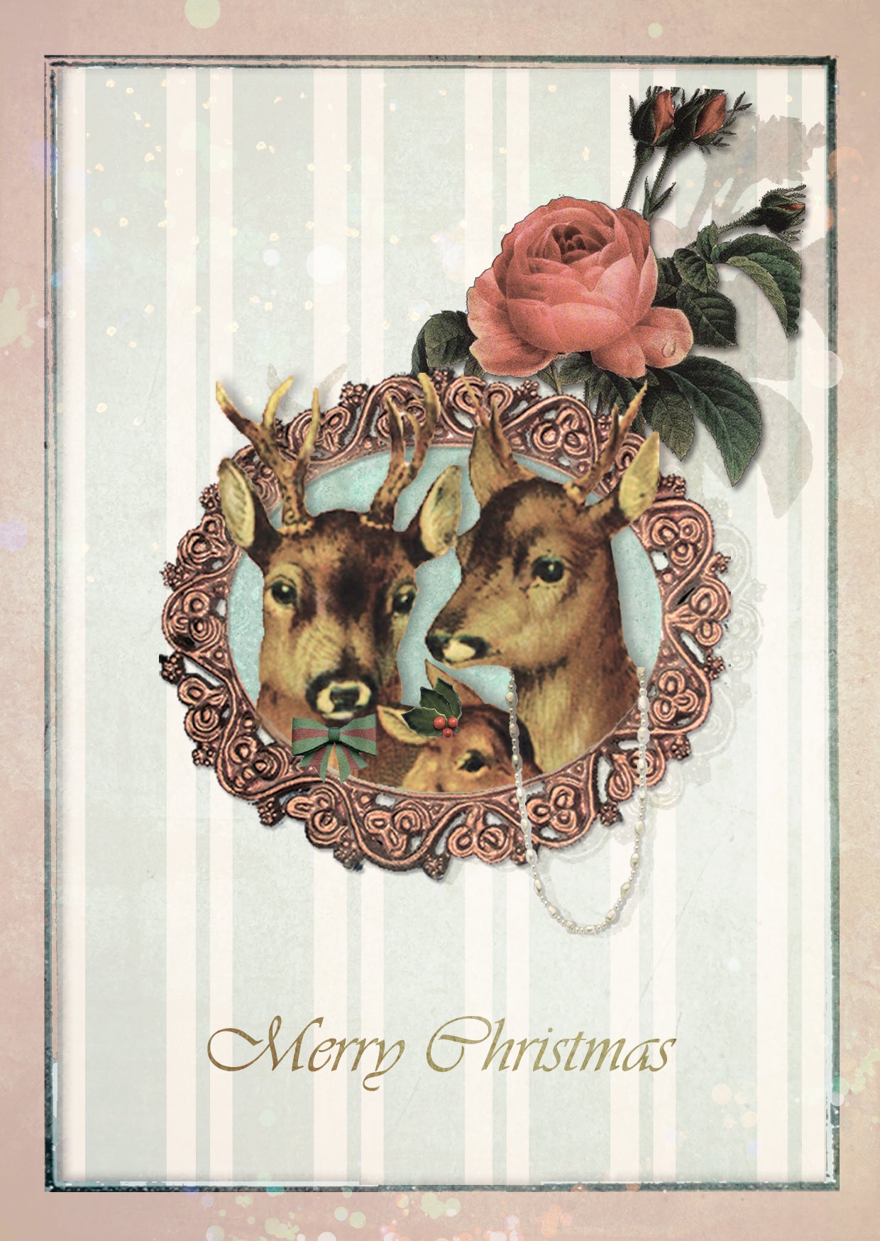 Kerst Postkaart 'Romantische Hertjes'