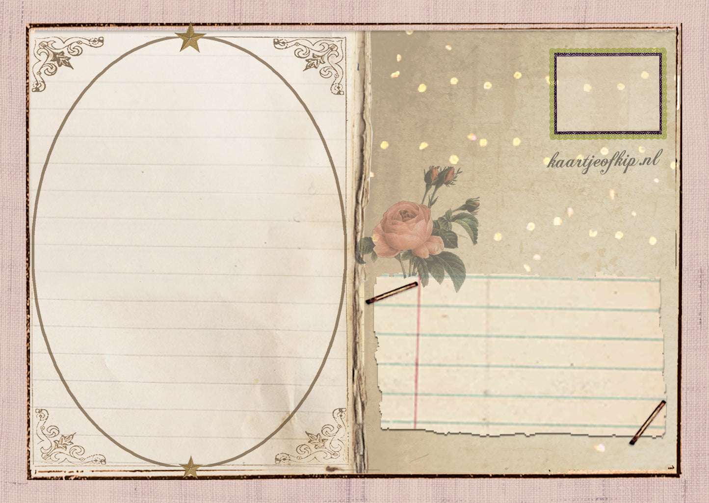 Kerst Postkaart 'Romantische Hertjes'