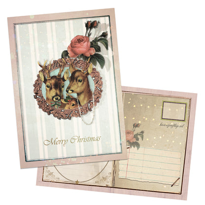 Kerst Postkaart 'Romantische Hertjes'