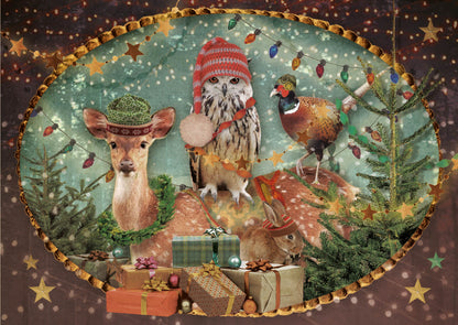 Kerst Postkaart 'Kerstgezelschap'