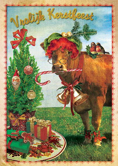 Kerst Postkaart 'Kerstkoe'