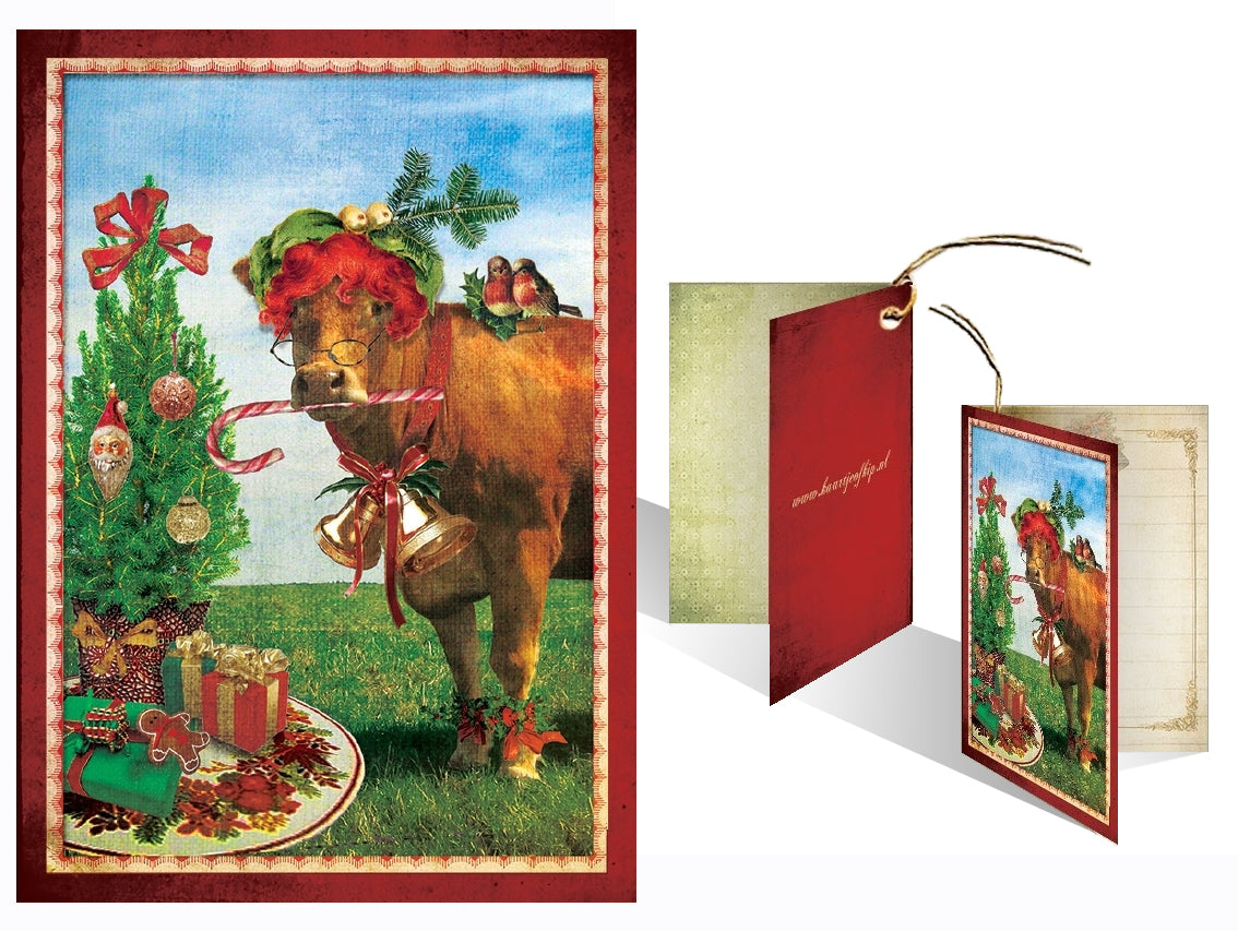 Kerst Kadokaartje 'Kerst Koe'