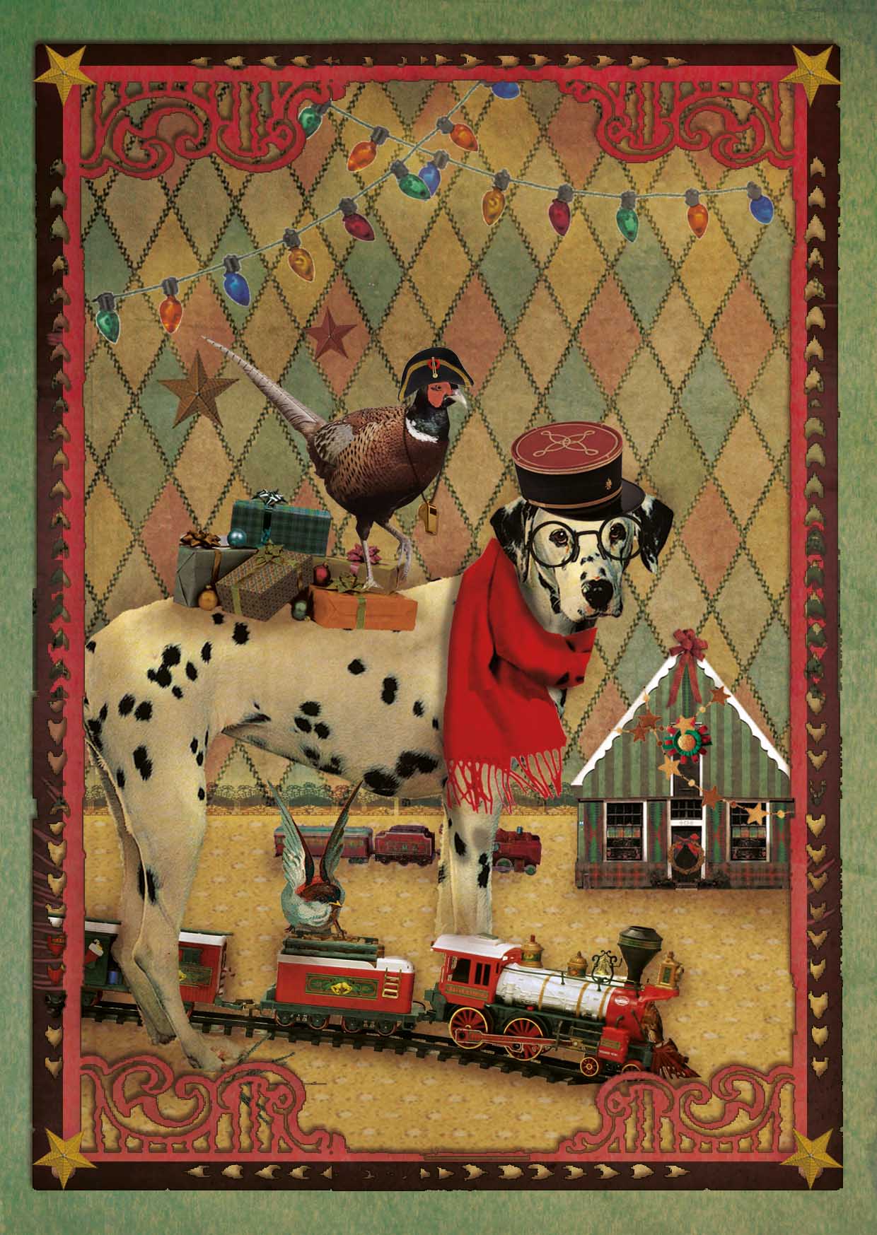 Kerst Postkaart 'Kersttrein'