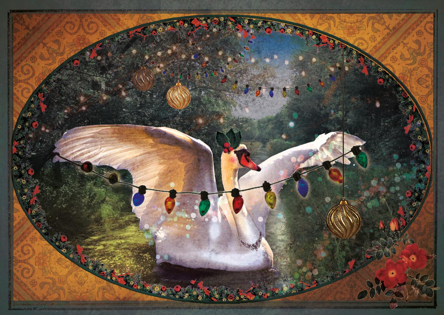 Kerst Postkaart 'Kerstzwaan'