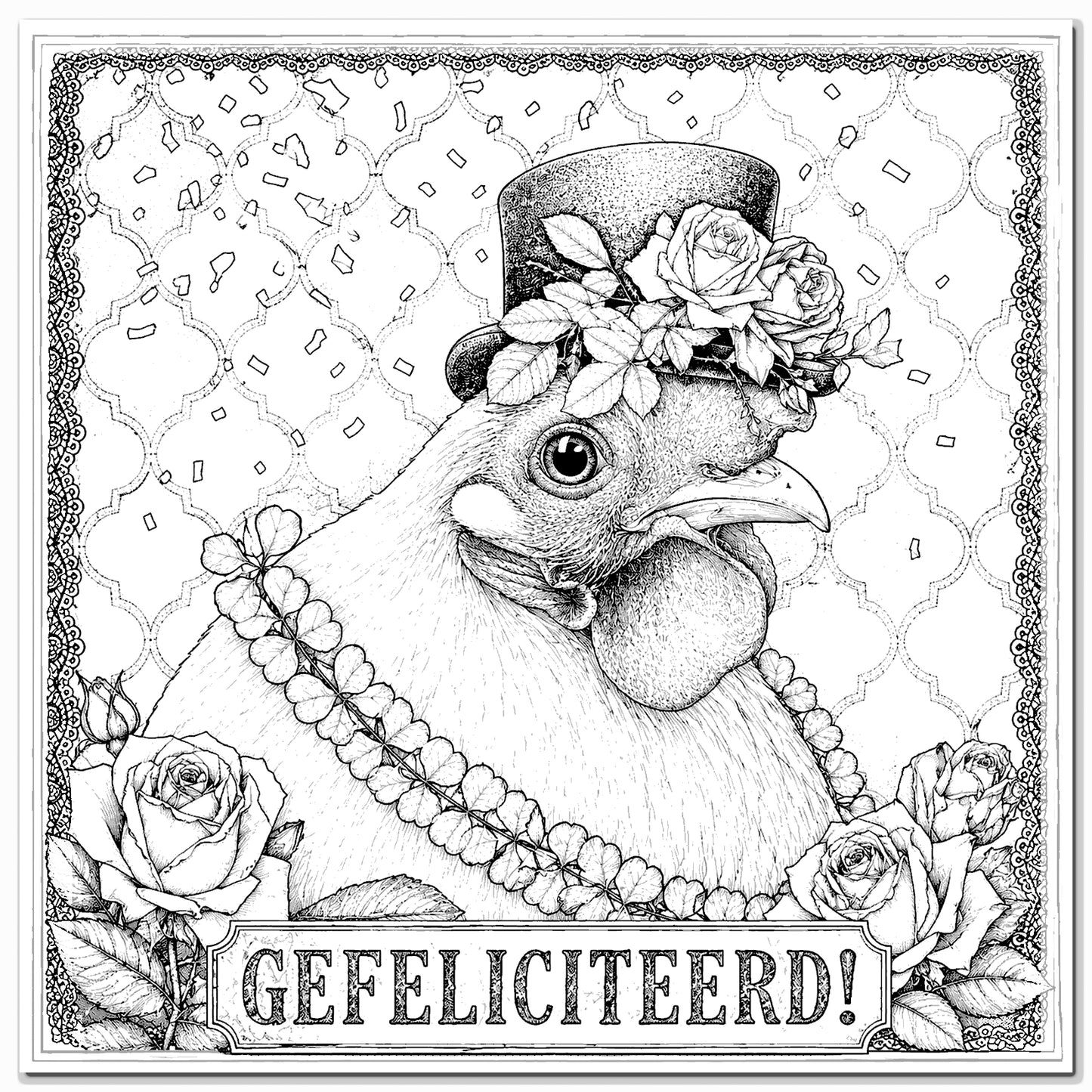 Colouring Card Congratulatory Chicken