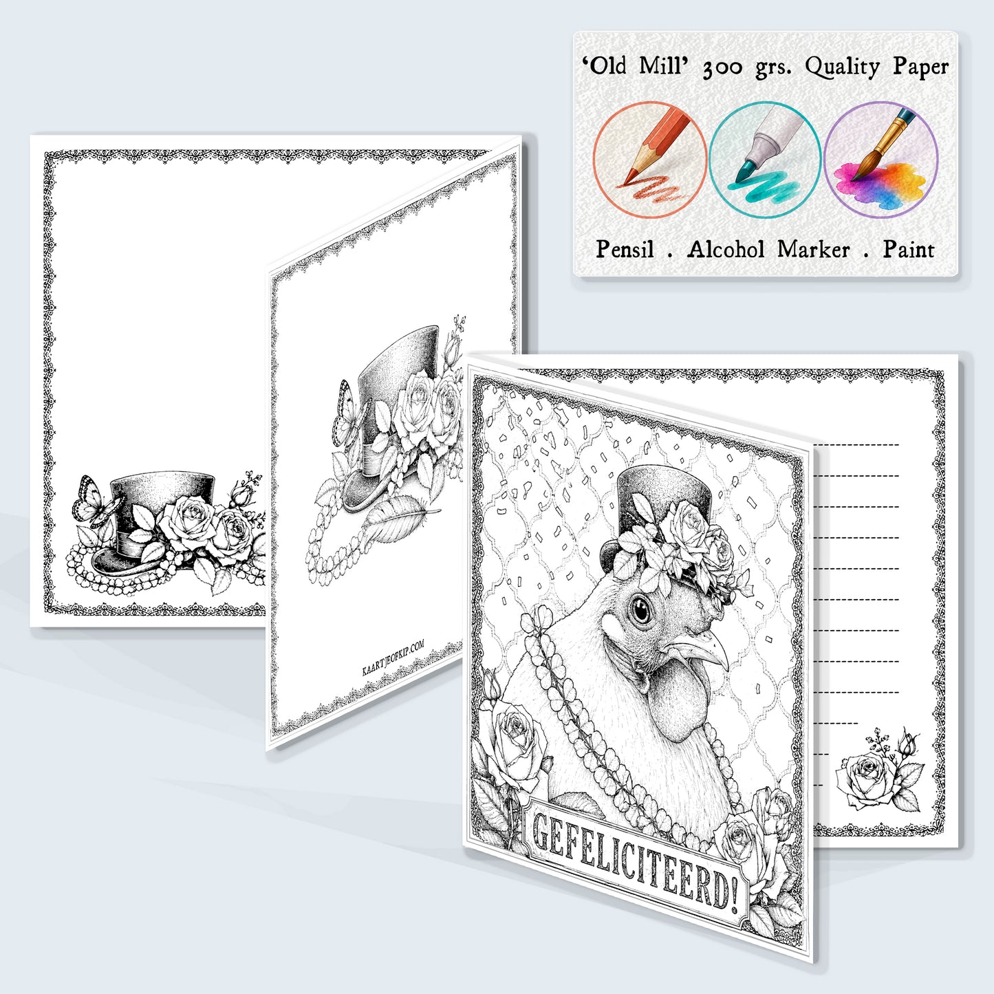 Colouring Card Congratulatory Chicken