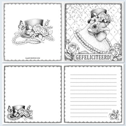 Colouring Card Congratulatory Chicken