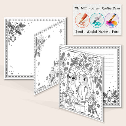Christmas Colouring Card Squirrels
