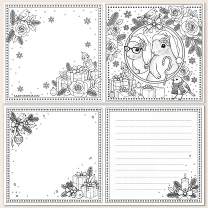 Christmas Colouring Card Squirrels
