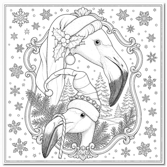 Kerst Kleurkaart Flamingo's