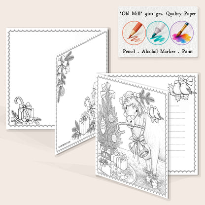 Christmas Colouring Card Cow
