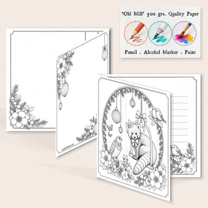 Christmas Colouring Card Red Panda