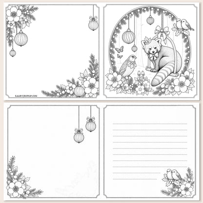 Christmas Colouring Card Red Panda