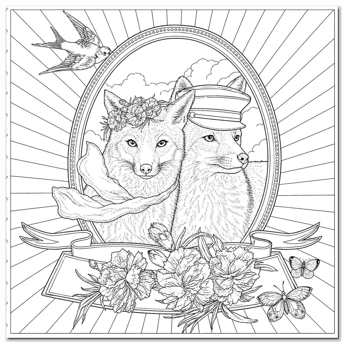 Colouring Card Fox pair