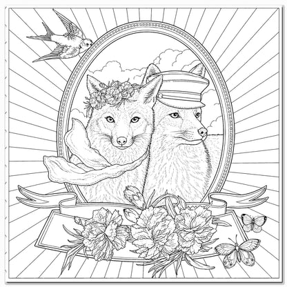 Colouring Card Fox pair