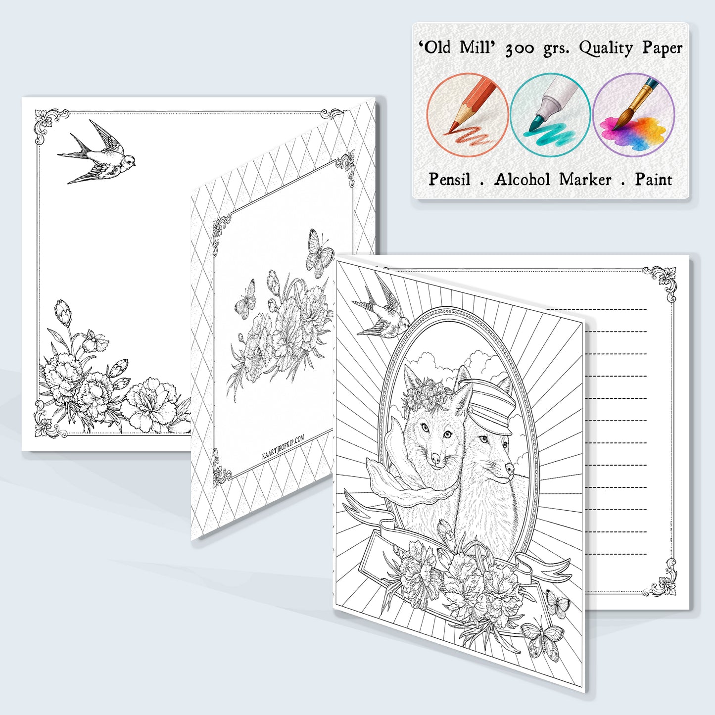 Colouring Card Fox pair
