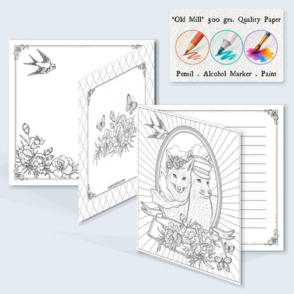 Colouring Card Fox pair