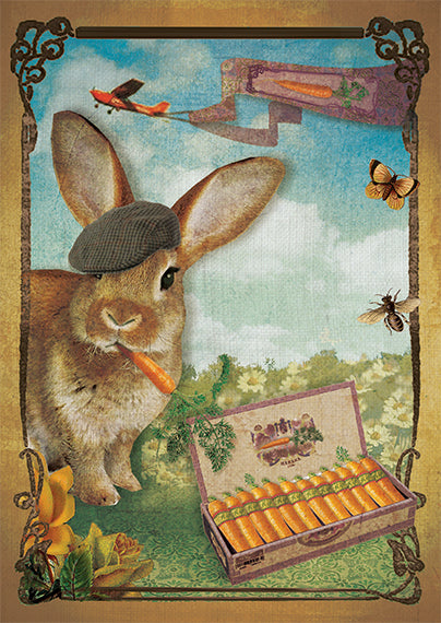 Ansichtkaart Konijn Fume une Wortel