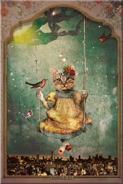 Magneet 10x15 cm "Schommelpoesje"