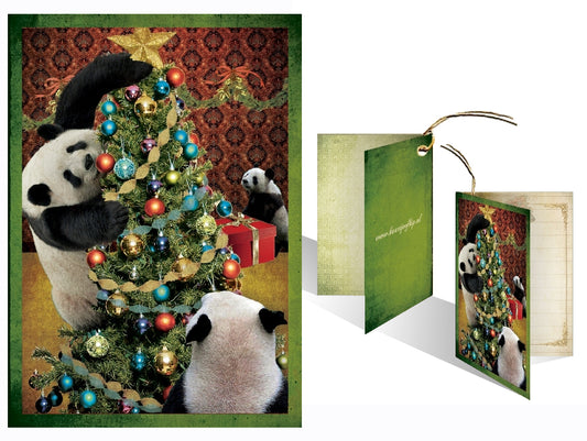 Kerst Kadokaartje 'Panda's'