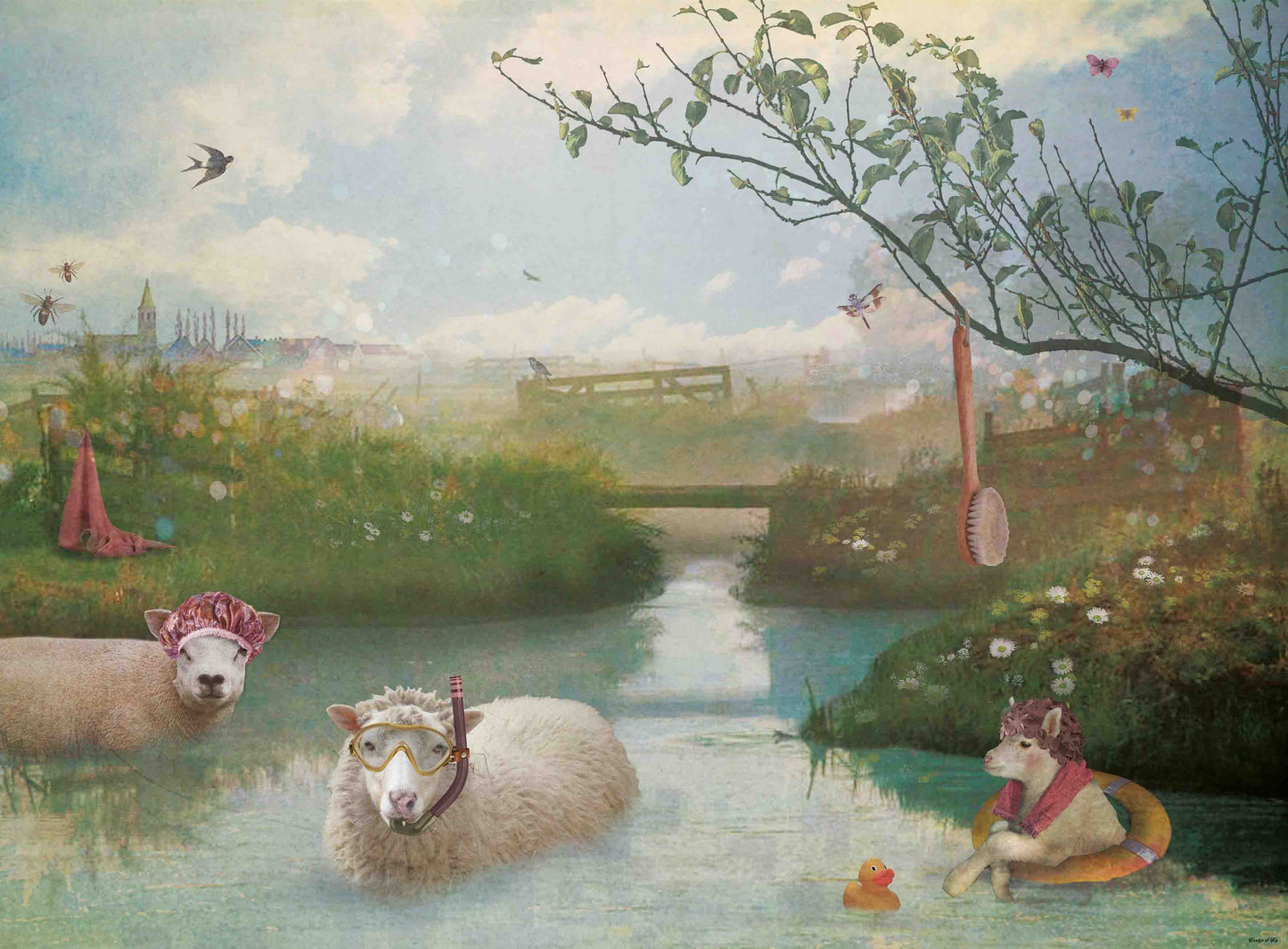 Behang Schapen 'Roze' <380 cm breed>